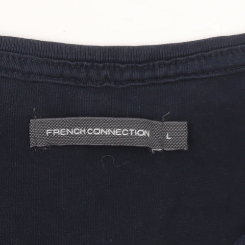 French Connection Men's Navy Blue Crew Neck Cotton T-Shirt Size L