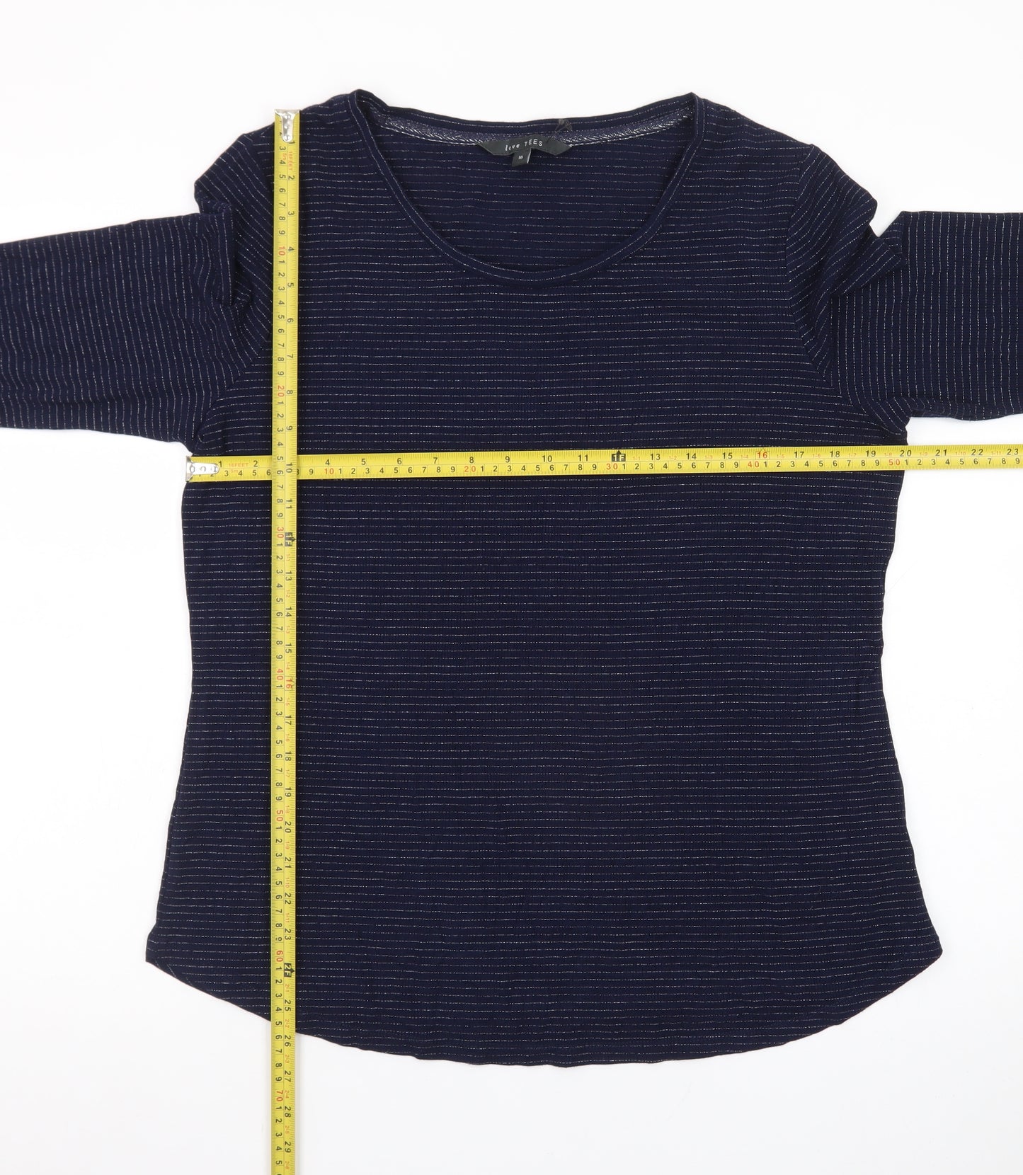 Love TEES Women’s Blue Striped 3/4 Sleeve Viscose T-Shirt Size 16
