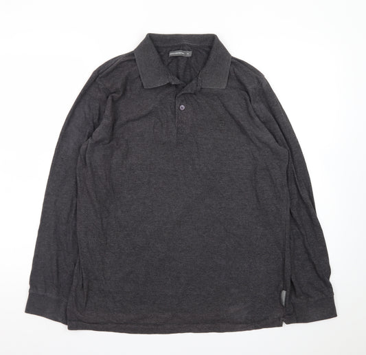 French Connection Women's Grey XL Long Sleeve Cotton Polo Shirt