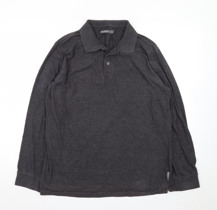 French Connection Women's Grey XL Long Sleeve Cotton Polo Shirt