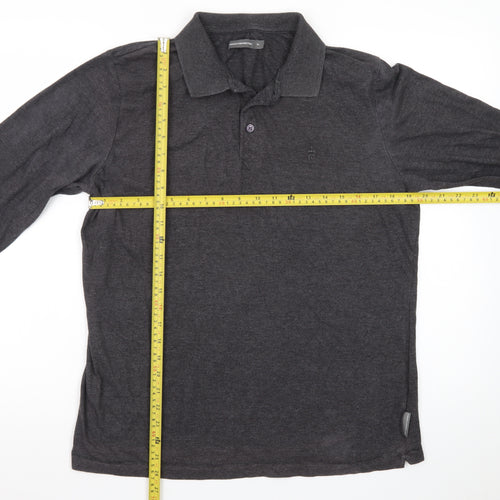 French Connection Women's Grey XL Long Sleeve Cotton Polo Shirt