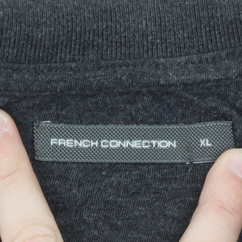 French Connection Women's Grey XL Long Sleeve Cotton Polo Shirt