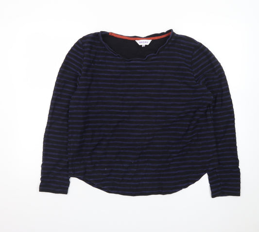 Brora Women's Blue Striped Long Sleeve Cotton Jersey Top Size 16