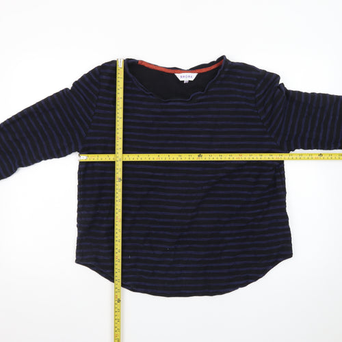 Brora Women's Blue Striped Long Sleeve Cotton Jersey Top Size 16