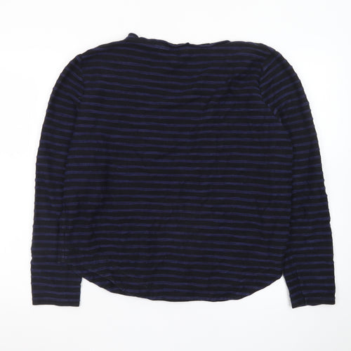 Brora Women's Blue Striped Long Sleeve Cotton Jersey Top Size 16
