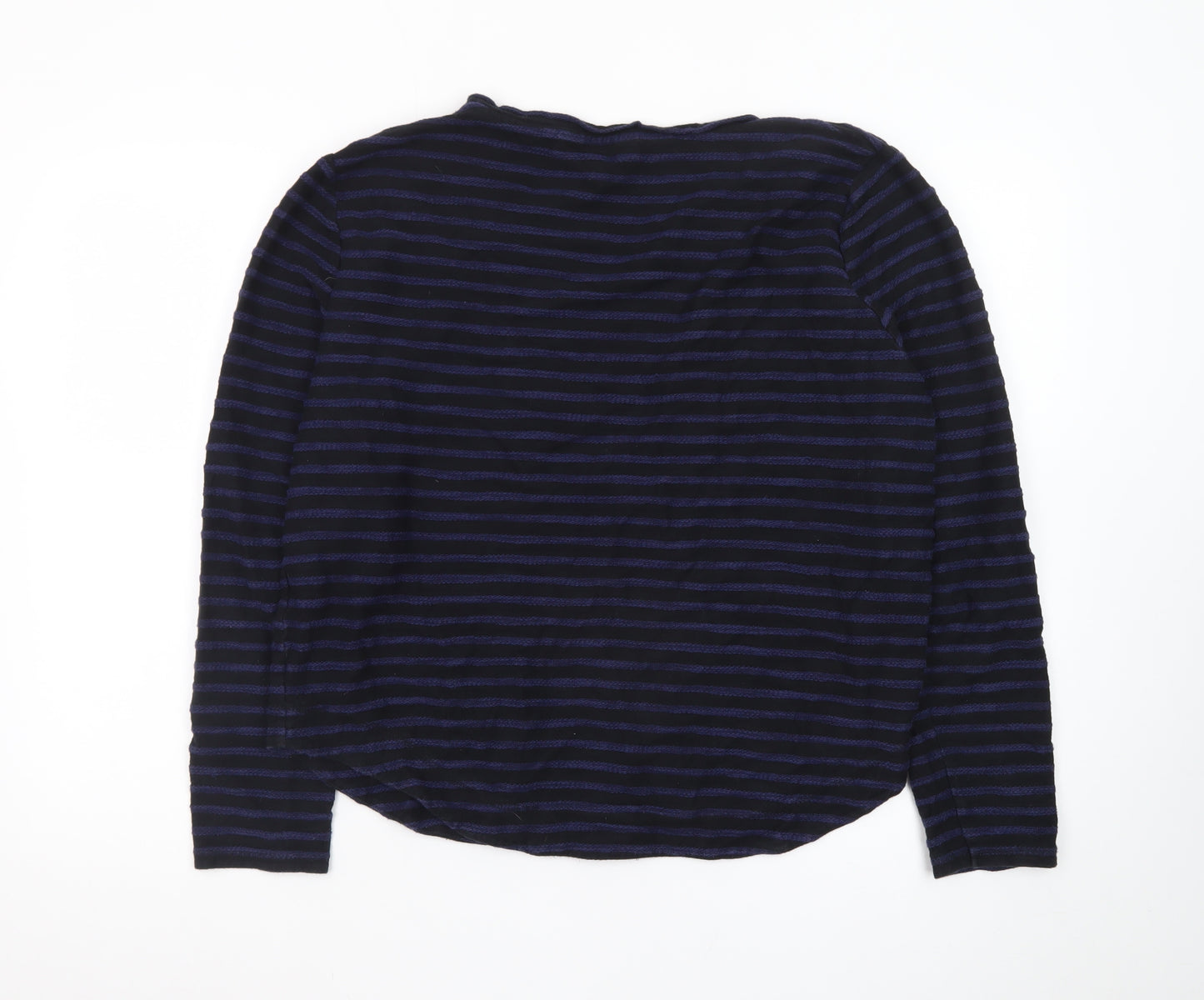 Brora Women's Blue Striped Long Sleeve Cotton Jersey Top Size 16