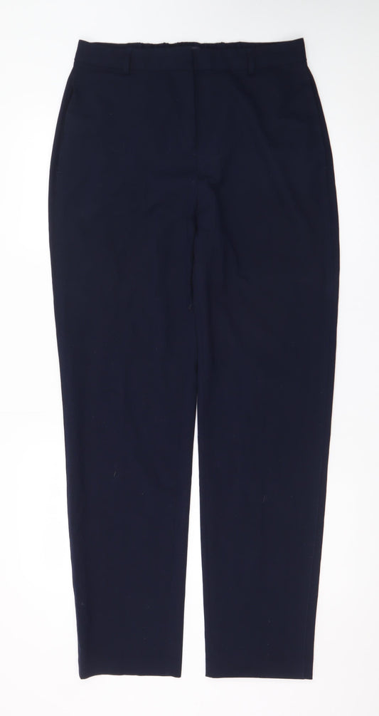 Marks and Spencer Women Dark Navy Trousers Size 12 Long Polyester Viscose Blend