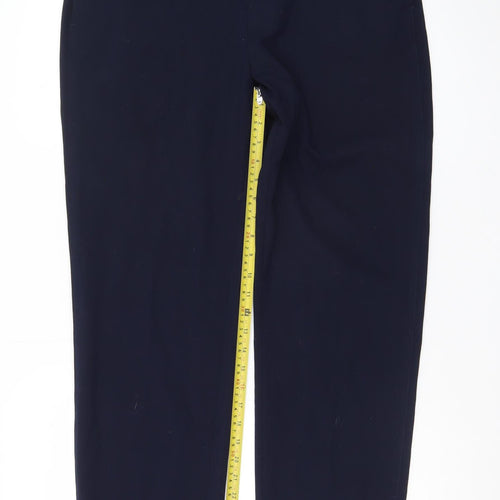 Marks and Spencer Women Dark Navy Trousers Size 12 Long Polyester Viscose Blend