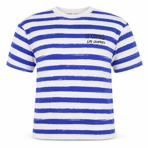 H&M Men's Blue Striped Cotton Crew Neck T-Shirt Size S