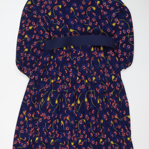 Savida Women's Blue Floral Fit & Flare Belted Dress Size 18