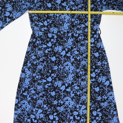New Look Women’s Blue Floral Shift Dress Size 18 Long Sleeve