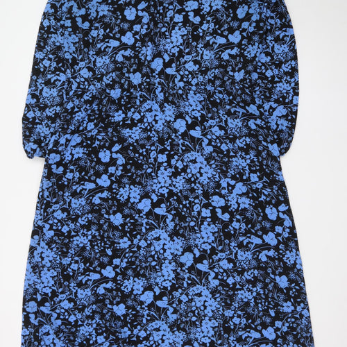 New Look Women’s Blue Floral Shift Dress Size 18 Long Sleeve