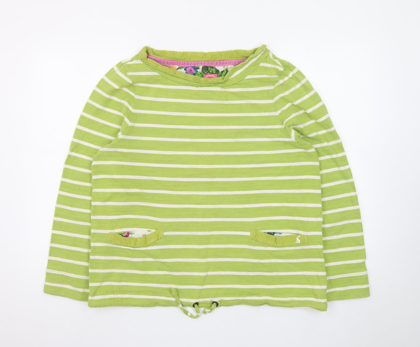 Joules Womens Green Striped Long Sleeve Cotton Top Size 14