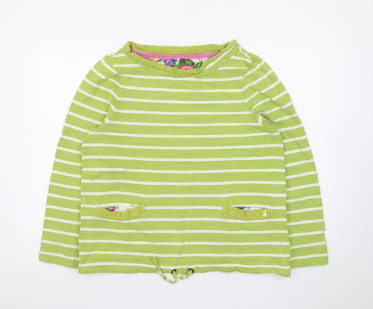 Joules Womens Green Striped Long Sleeve Cotton Top Size 14