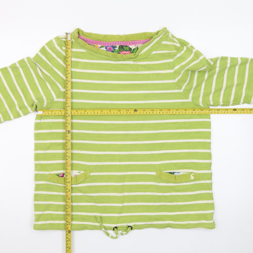 Joules Womens Green Striped Long Sleeve Cotton Top Size 14