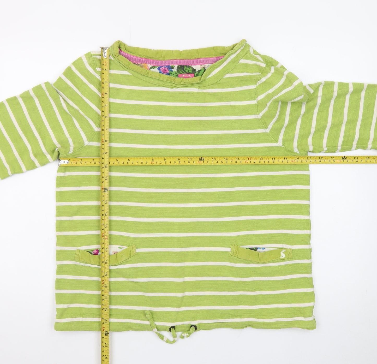 Joules Womens Green Striped Long Sleeve Cotton Top Size 14