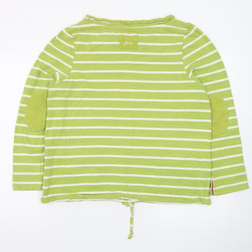 Joules Womens Green Striped Long Sleeve Cotton Top Size 14