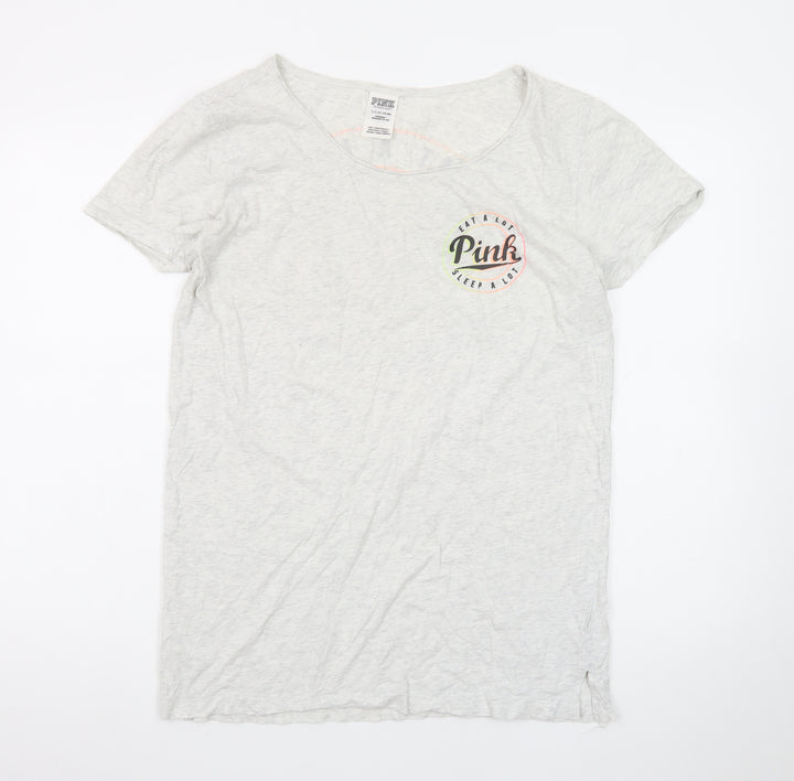 Victoria's Secret Pink Women's Grey Cotton T-Shirt Size S