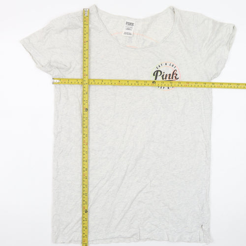 Victoria's Secret Pink Women's Grey Cotton T-Shirt Size S