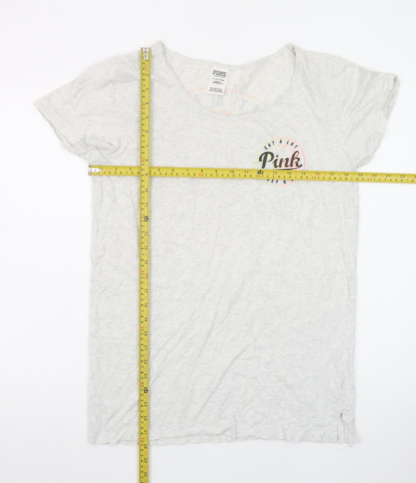 Victoria's Secret Pink Women's Grey Cotton T-Shirt Size S