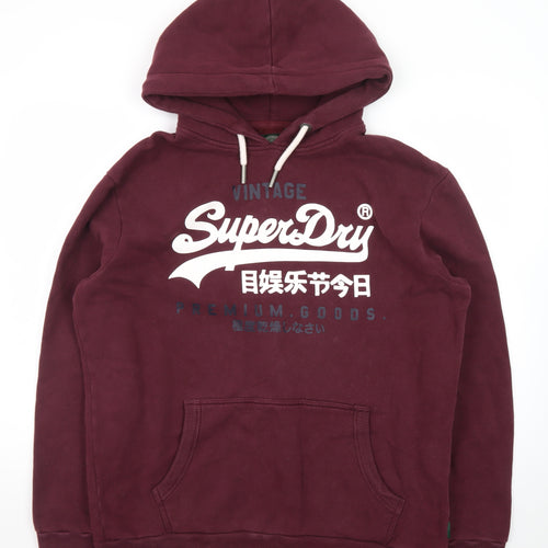Superdry Men's Red 2XL Pullover Hoodie Vintage Graphic Print