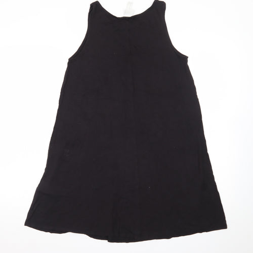 H&M Women Black A-Line Sleeveless Scoop Neck Viscose Dress XS