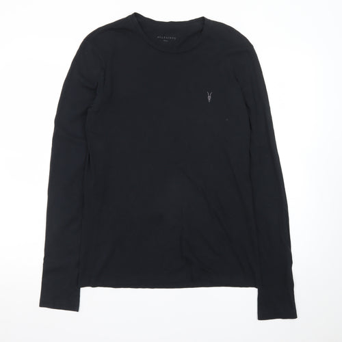 AllSaints Men's Black Long Sleeve Crew Neck Cotton T-Shirt Size S