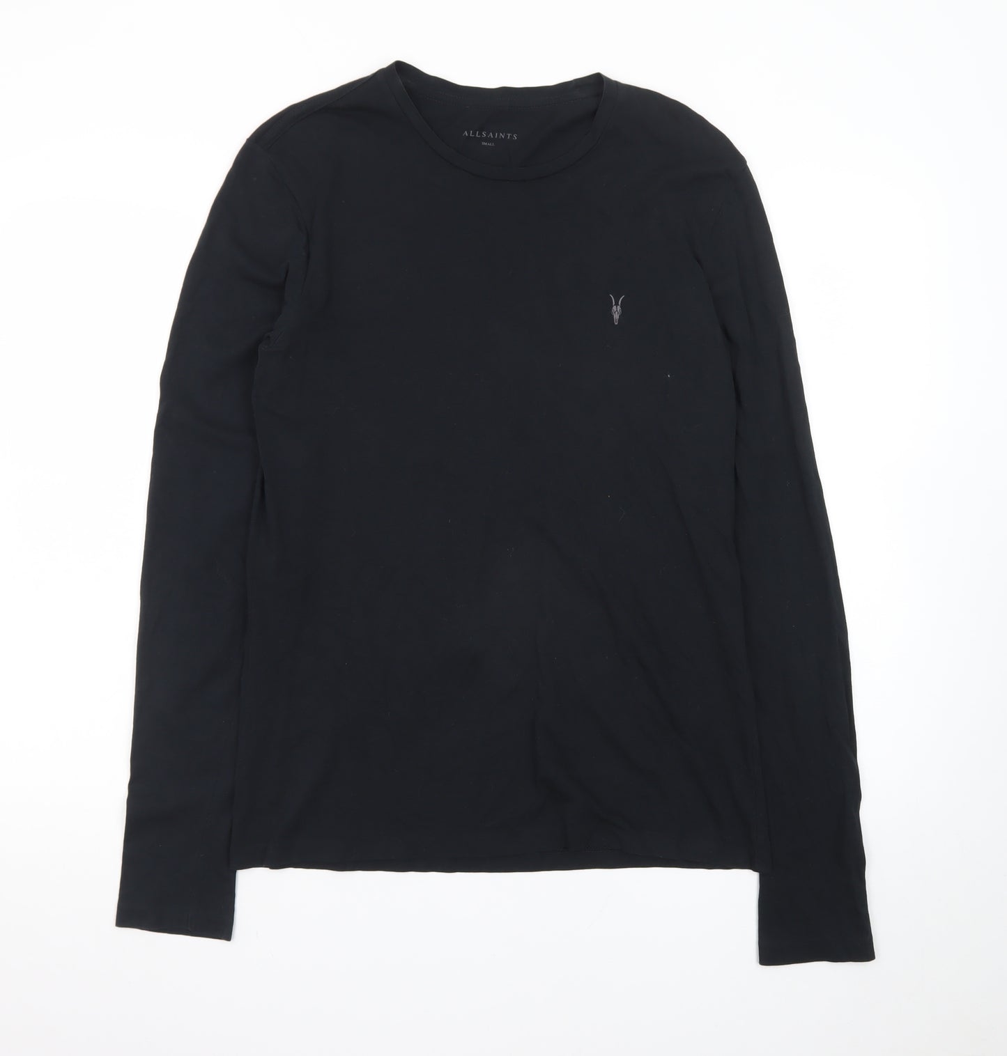 AllSaints Men's Black Long Sleeve Crew Neck Cotton T-Shirt Size S