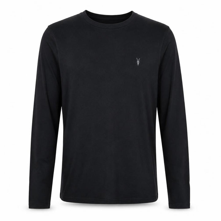 AllSaints Men's Black Long Sleeve Crew Neck Cotton T-Shirt Size S