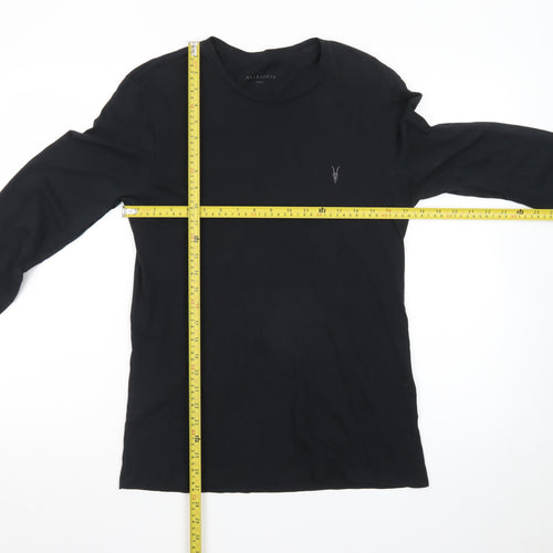 AllSaints Men's Black Long Sleeve Crew Neck Cotton T-Shirt Size S