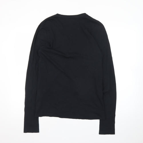 AllSaints Men's Black Long Sleeve Crew Neck Cotton T-Shirt Size S