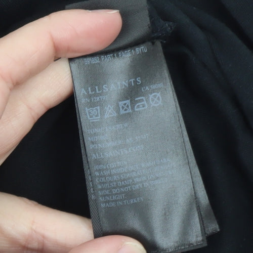 AllSaints Men's Black Long Sleeve Crew Neck Cotton T-Shirt Size S