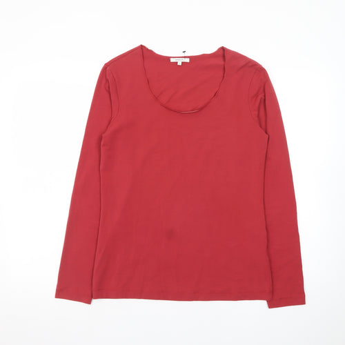 Sandwich Women Red Long Sleeve Scoop Neck Cotton T-Shirt L