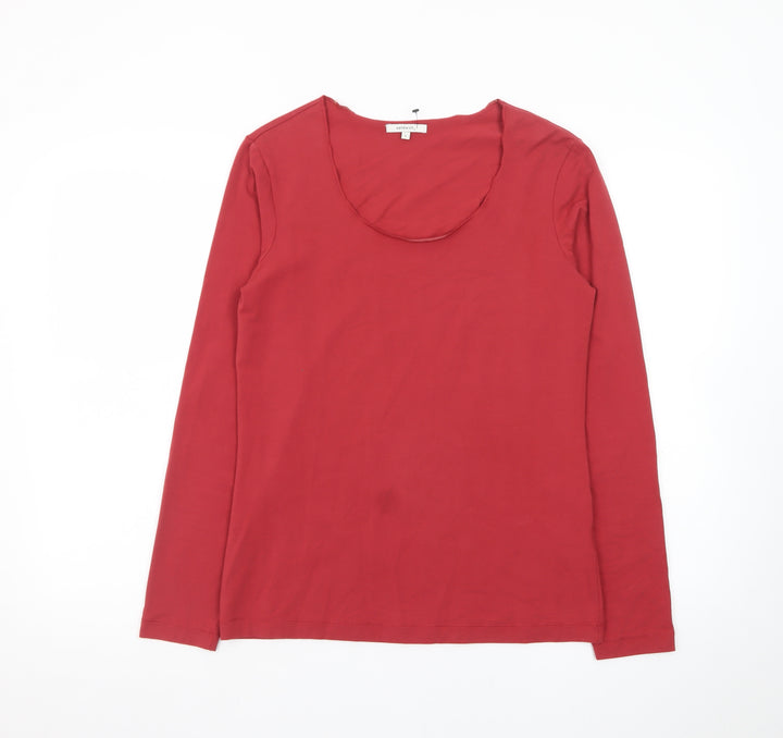Sandwich Women Red Long Sleeve Scoop Neck Cotton T-Shirt L