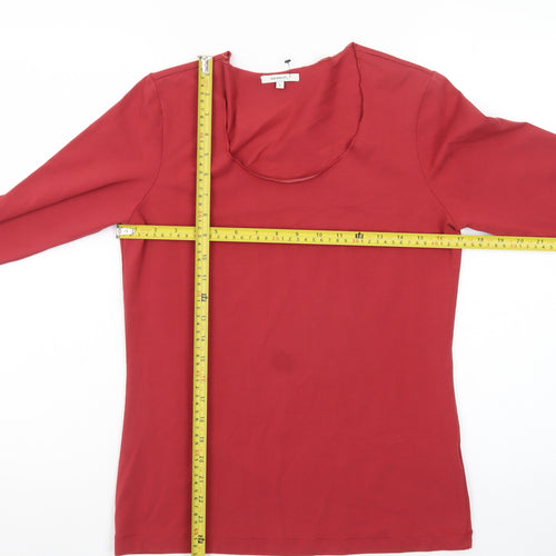 Sandwich Women Red Long Sleeve Scoop Neck Cotton T-Shirt L