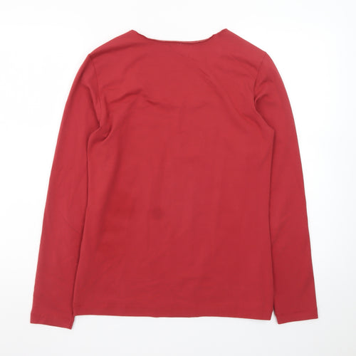 Sandwich Women Red Long Sleeve Scoop Neck Cotton T-Shirt L