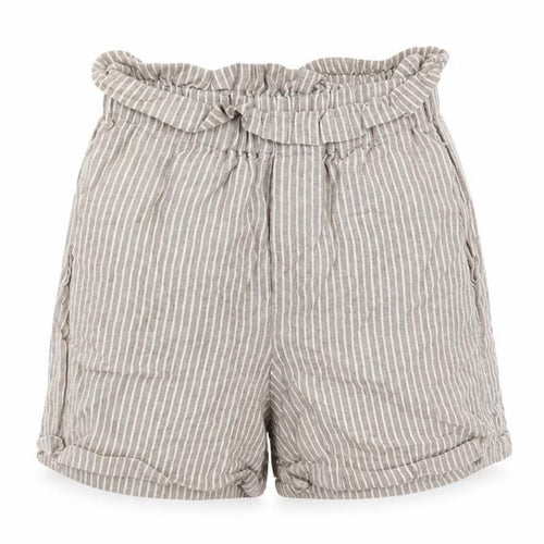 Thought Womens Beige Striped Linen Paperbag Shorts Size 6