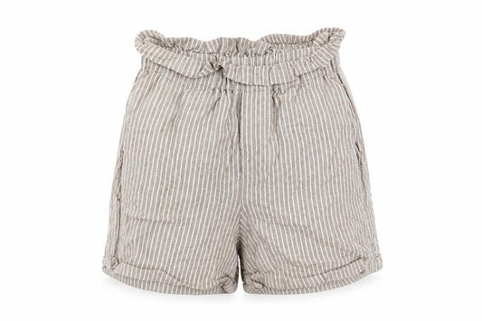 Thought Womens Beige Striped Linen Paperbag Shorts Size 6