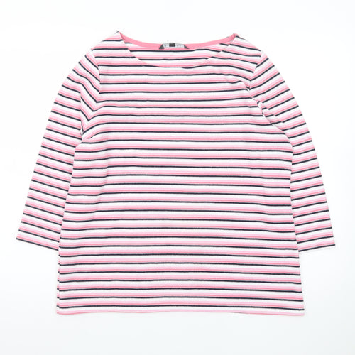 Bonmarché Women’s Pink Striped 3/4 Sleeve Jersey T-Shirt Size 16