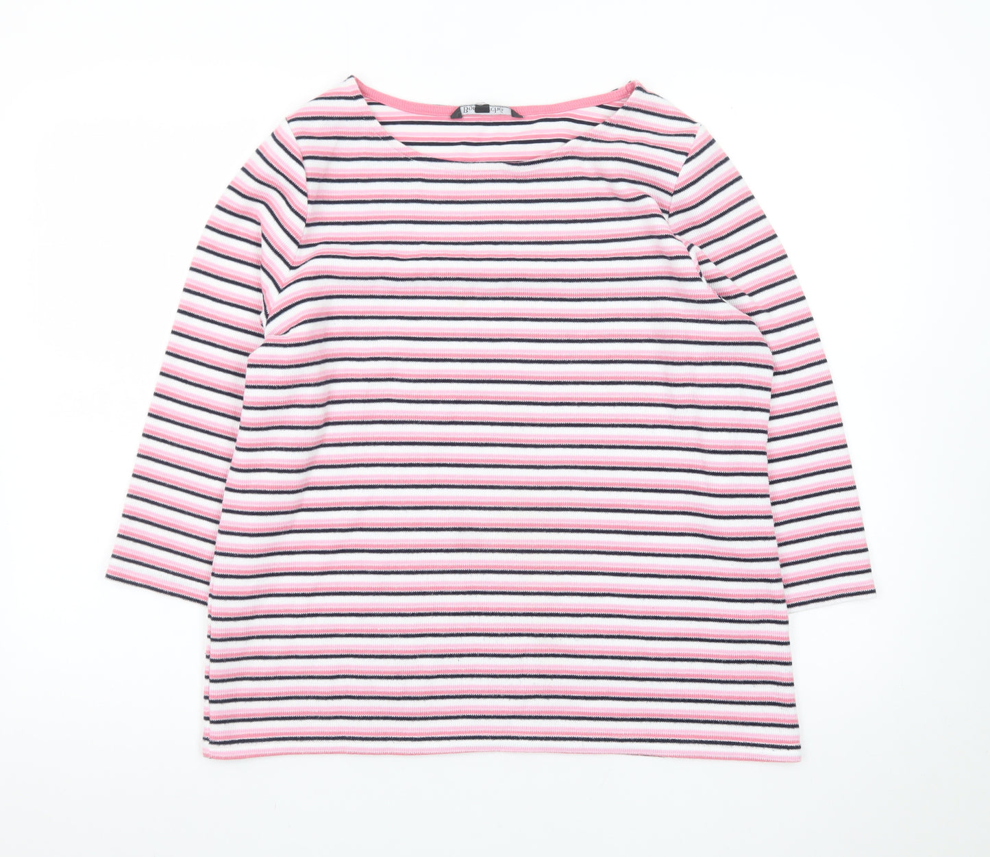 Bonmarché Women’s Pink Striped 3/4 Sleeve Jersey T-Shirt Size 16
