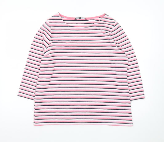 Bonmarché Women’s Pink Striped 3/4 Sleeve Jersey T-Shirt Size 16