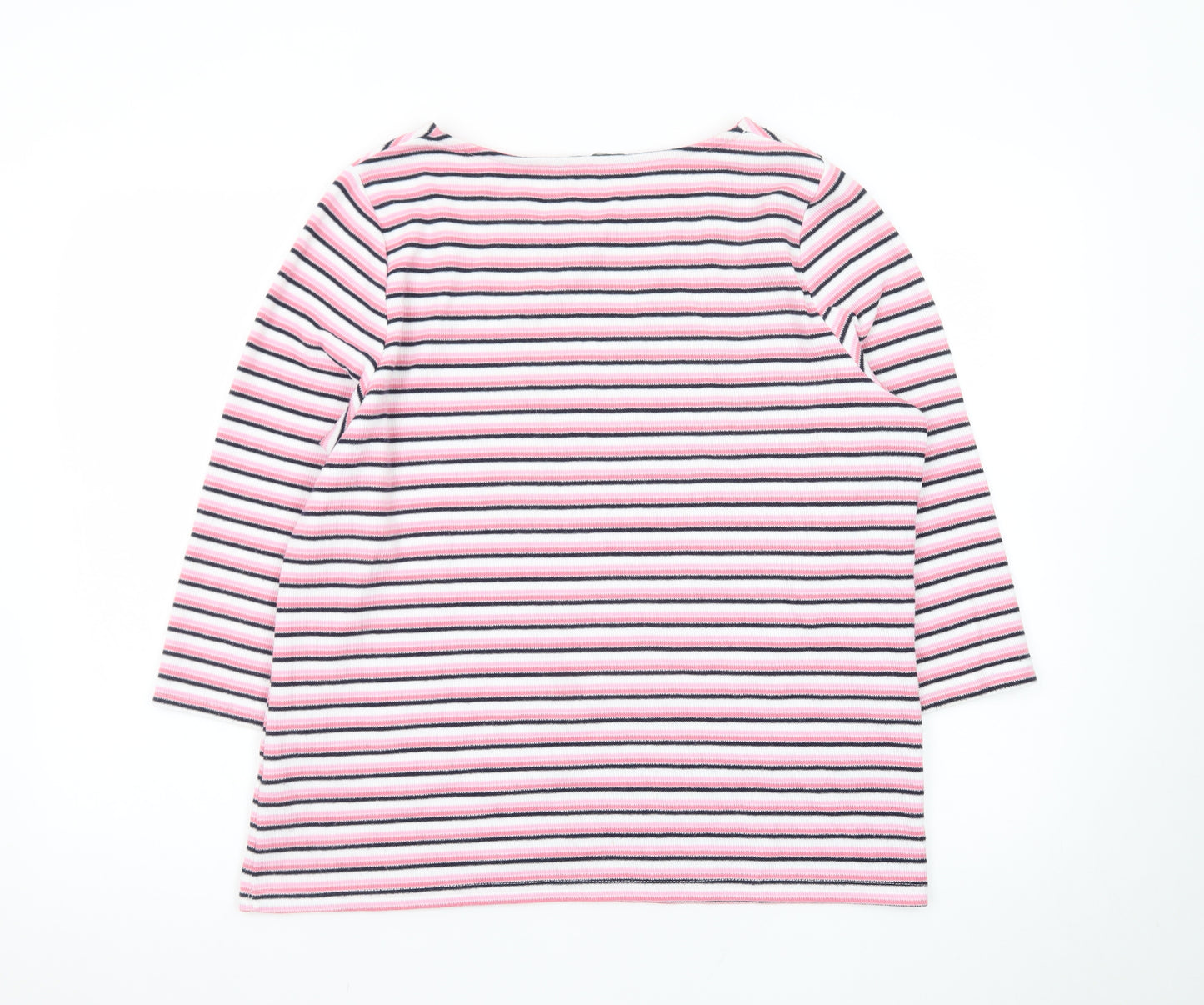 Bonmarché Women’s Pink Striped 3/4 Sleeve Jersey T-Shirt Size 16