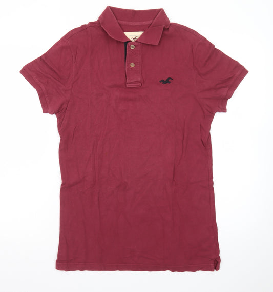 Hollister Men’s Red Slim Fit Cotton Polo Shirt Size M