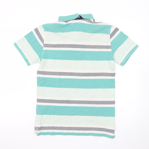 Crew Clothing Company Men's Green Striped Cotton Polo Shirt Size S