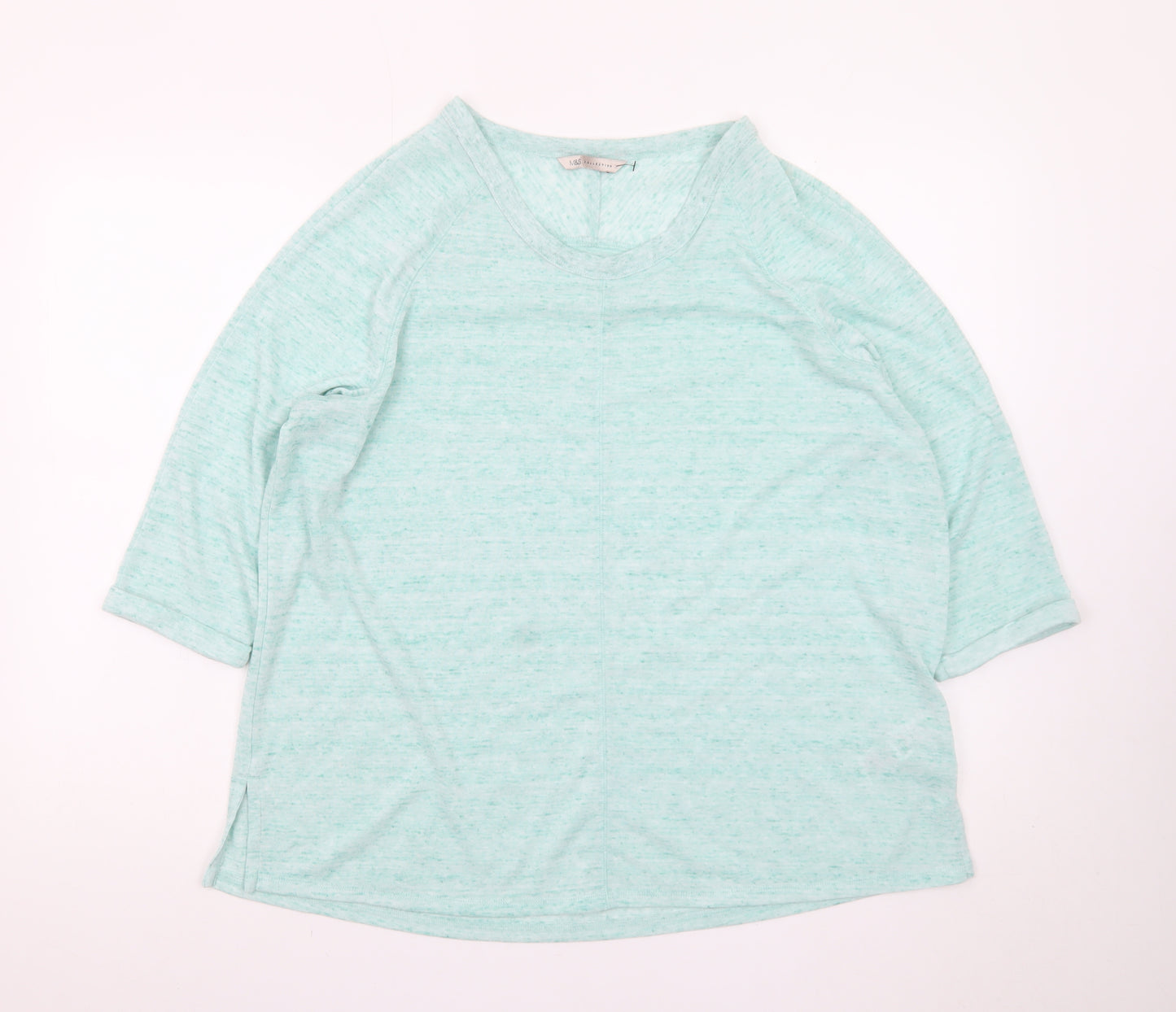 Marks and Spencer Women's Green Relaxed 3/4 Sleeve Basic T-Shirt Size 20
