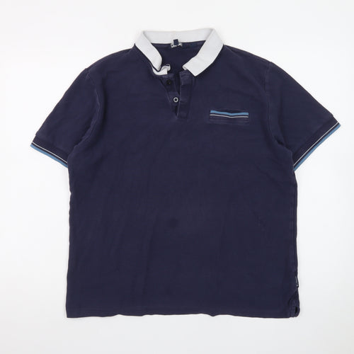 Ben Sherman Men's Blue Cotton Short Sleeve Polo Shirt L