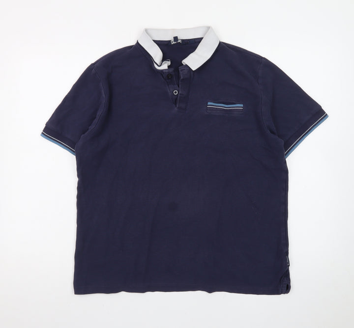 Ben Sherman Men's Blue Cotton Short Sleeve Polo Shirt L