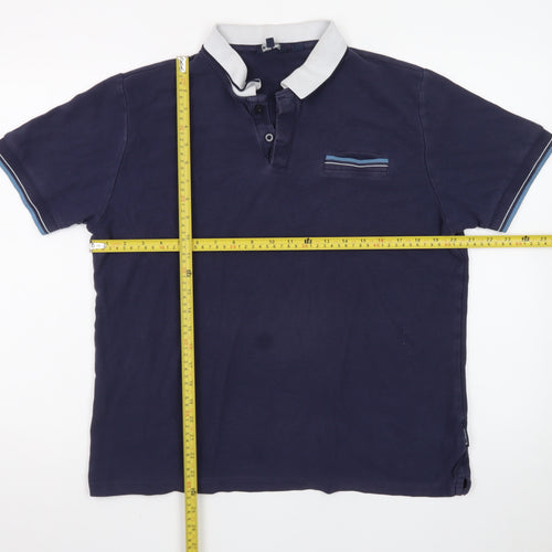 Ben Sherman Men's Blue Cotton Short Sleeve Polo Shirt L
