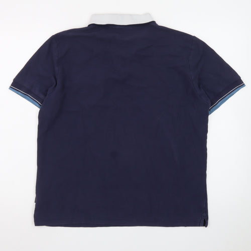 Ben Sherman Men's Blue Cotton Short Sleeve Polo Shirt L