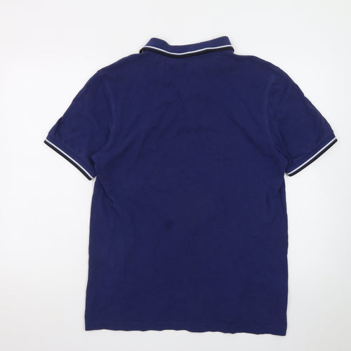 Fred Perry Men's Blue Cotton Polo Shirt L Short Sleeve Classic Fit